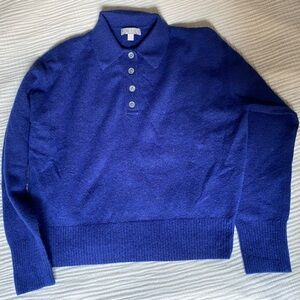 J Crew Women’s Wool Polo Sweater in Royal Blue. Worn once!